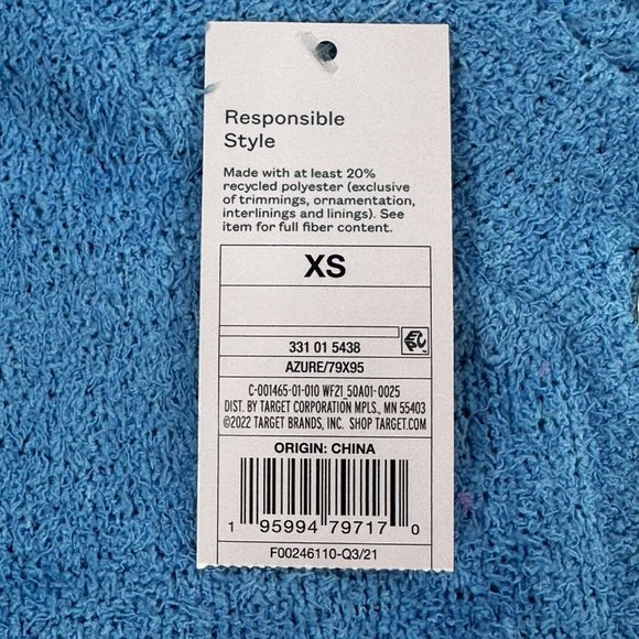 2 Piece Wild Fable Women's XS Blue Crop Sweater And Peach Ribbed T-Shirt New - Picture 5 of 16